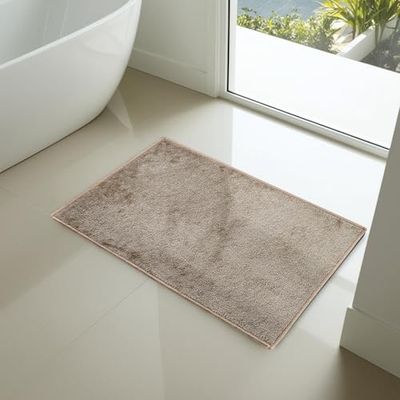 Comart - Tappeto Ocean da Bagno - Rettangolare 45x75 cm - Morbido sotto i Piedi - Tappetino Antiscivolo - Sottile e Traspirante - Lavabile in Lavatrice - Scendi Doccia e Vasca - Beige