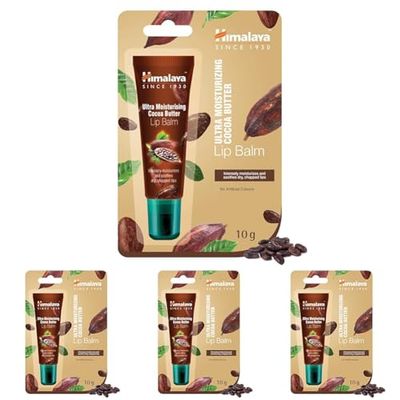 Himalaya Lip Balm Moisturising Cocoa Tube Rich Butter Care 10g, brown (Pack of 4)