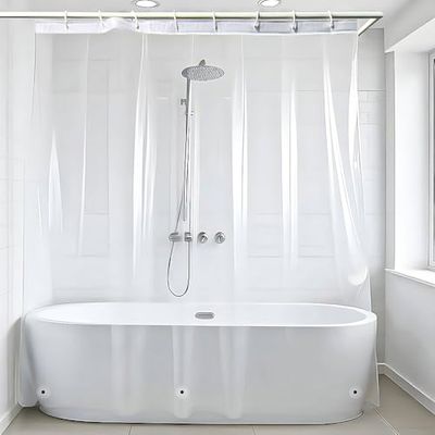 ANSIO ARVO Rideau de Douche imperméable en PEVA pour Salle de Bain sans Crochets – Résistant à la moisissure – Transparent 180 x 180 cm