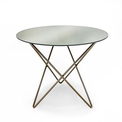MESA AUXILIAR 43X43X37 ESPEJO/METAL DORADO