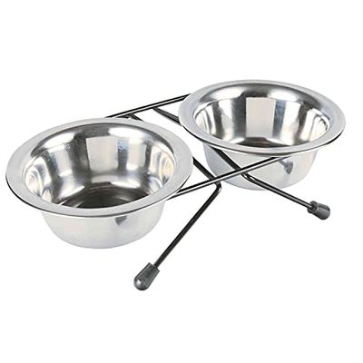 Trixie Eat on Feet Stainless Steel Two Bowls, Black, 0.20 Litre (Pack of 2), 10 cm