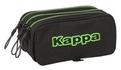 Safta Unisex Kid's M710 Kappa Triple Big Pencil Case, Ideal for School-Age Children, Comfortable and Versatile, Quality and Resistance, 21.5 x 8 x 10 cm, Black/White, 21x8x8