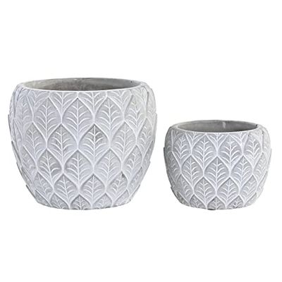 DKD Home Decor Set de macetas Color Gris, de Cemento (19 x 19 x 16 centímetros) S3034606 - EAN: 8424001938766