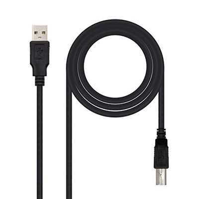 Nanocable 10.01.0102-BK - Cavo USB 2.0 per Stampante, Tipo A/M-B/M, Maschio-Maschio, Nero, 1.0 MTS