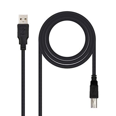 Nanocable 10.01.0103-BK - USB 2.0 kabel voor printers, type A/M-B/M, mannelijk-mannelijk, zwart, 1,8 mts