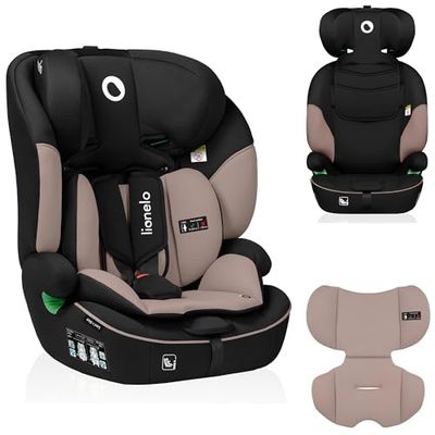 LIONELO Levi i-Size siege auto de 9 à 36 kg, groupe 1 2 3, protection latérale, protection pour la tête, ceintures à 5 points, appui-tête réglable, insert Dri-Seat (NOIR)