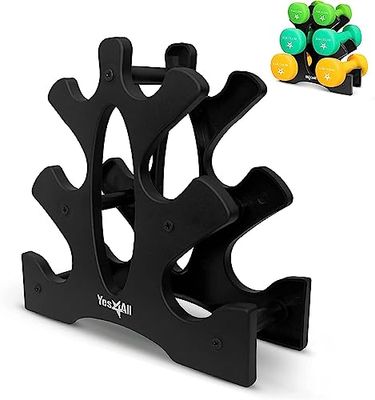 Yes4All Soporte ergonómico de plástico con marco A para mancuernas con múltiples tamaños/estante de peso de mano para mancuernas de neopreno, fácil montaje, pies resistentes, se adapta a varios espacios