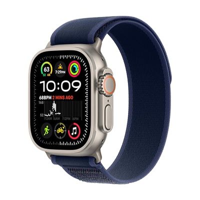 Apple Watch Ultra 2 GPS + Cellular 49mm Smartwatch, Sports Watch with Natural Rugged Titanium Case with Blue Trail Loop - S/M. Fitness Tracker, Precision GPS, Extra-Long Battery Life, Carbon Neutral