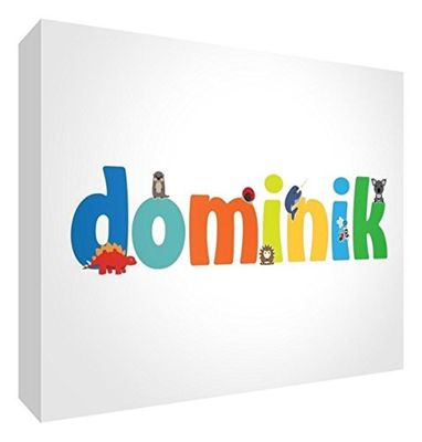 Little Helper DOMINIK-A6BLK-15DE Diamante Pulido Bebé Recuerdos Token Nombre Cute Ilustraciones y Personalizado Nombre de Niño 10.5 x 15 x 2 cm Mediano