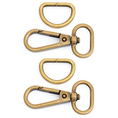 CRAFTMEMORE 10 juegos de ganchos de latón antiguo con cierre de langosta giratorio para puerta de empuje con anillo en D FSD1 (3/4 pulgadas)