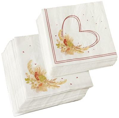 Kate Aspen Rustic Boho 2 Ply Paper Napkins (Set of 30), Thick Decorative Dinner Napkins - Perfect for Fall Weddings, Bridal Brunches, Bridal Showers, Baby Showers