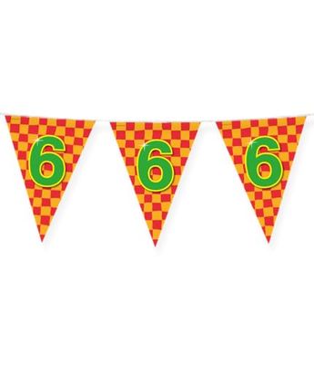 PD-Party 7042006 Happy Festa Zigolo - 6, Rosso/Oro, Foil Bunting, Doppia Faccia, Triangolare, 1000cm Lunghezza x 30cm Larghezza x 0.1cm Altezza