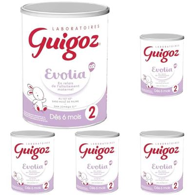 GUIGOZ Evolia 2 - Lait bébé 2ème âge en poudre de 6 à 12 mois - Boîte de 800g (Lot de 5)