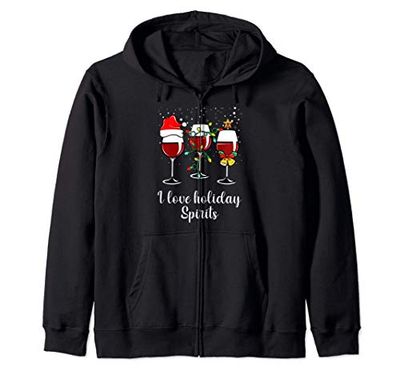 Bicchiere di vino di Natale di festa divertente regalo Felpa con Cappuccio