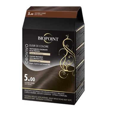 Biopoint Orovivo EliSJFS Conjunto de tinta para o cabelo em óleo sem amoníaco, ação nutritiva e iluminadora, dá uma cor intensa e brilhante, 142 ml