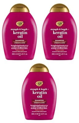 OGX Strength and Length Keratin Oil Shampoo, 385ml, 97751 (Pack of 3)