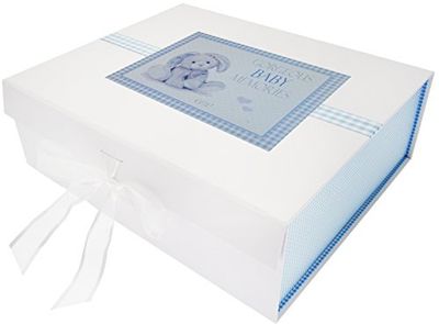 WHITE COTTON CARDS NBB2X New Baby, Large Keepsake Box, Blue Bunny, Board, 27.2 x 32 x 11 cm