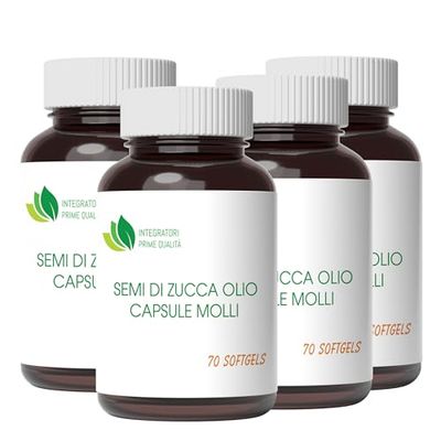 Semi di Zucca Olio Capsule Molli - 280 Softgels - Acido Linoleico Acido Oleico Omega 3-6-9 da Olio Spremuto a Freddo - 1 Perla al dì