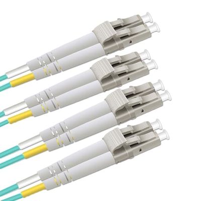 QSFPTEK OM3 LC naar LC Fiber Jumper kabel 10 m (2 stuks), 10 GB duplex LC-LC 50/125um Multimode Flexibele glasvezelkabel, LSZH, 10 m - 2 stuks
