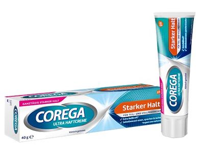 Corega Crema adesiva ultra forte per protesi/terzi denti, 1 x 40 g