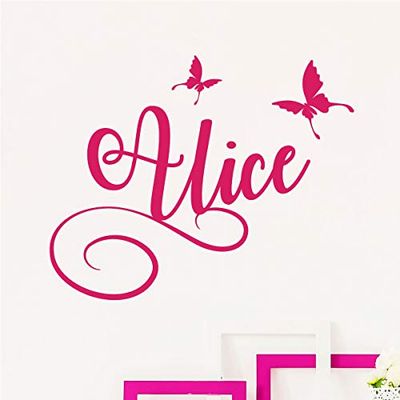 Stickers Prénom Personnalisé | Sticker Autocollant Nom Personnalisable - Décoration Murale Chambre Enfant | 2 Planches de 5 x 10 cm et 50 x 30 cm – Fushia