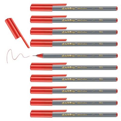 edding 55 Fineliner - Conf. 10 pz. - Colore rosso