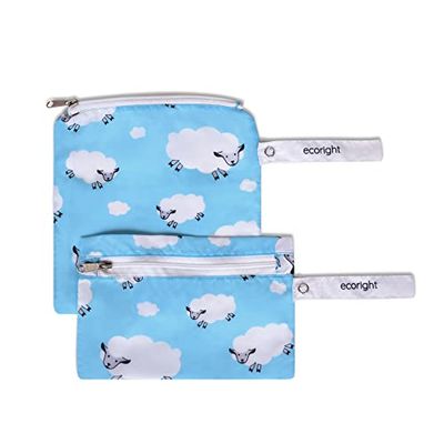 Tejido 100% reciclado Bolsa reutilizable merienda y sándwiches de doble capa lavable - Fácil de limpiar | Cremallera de fácil apertura | Pack de 2