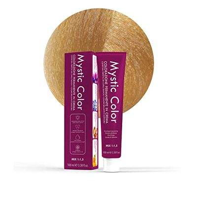 Mystic Color, Tinte para el Cabello, Fórmula Enriquecida con Aceite de Argán y Caléndula, Coloración Permanente en Crema de Larga Duración, Rubio Dorado Muy Claro 9.3, 100 ml