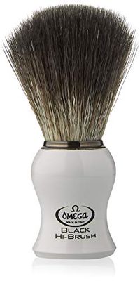 Omega 0196745 - Pennello da Barba in Fibra"Black Hi-Brush", Bianco