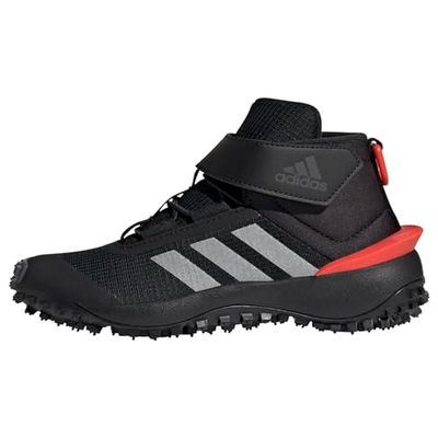 adidas Fortatrail Strap, Sneakers Unisex - Bambini e ragazzi, Core Black Silver Met Bright Red, 37 1/3 EU