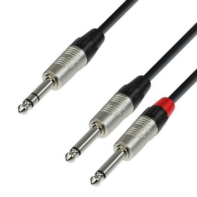 Adam Hall Cables 4 STAR YVPP 0090 - Câble Audio REAN Jack 6,35 mm stéréo vers 2 x Jack 6,35 mm mono 0,9 m