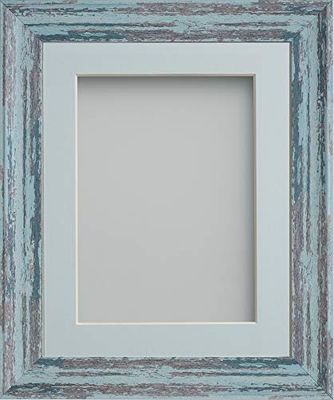 Frame Company Lynton Rustic Blue Photo Frame with Light Blue Mount, 18x14 for 14x10 inch, fitted with perspex
