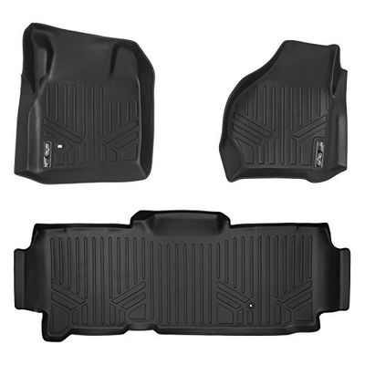 SMARTLINER Custom Fit Floor Mats 2 Row Liner Set Black for 1999-2007 Ford F-250 / F-350 Super Duty SuperCab