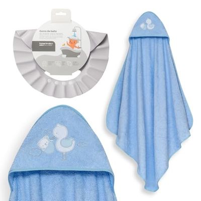 Interbaby - Mantello da bagno per bambini + berretto regolabile | Asciugamano con cappuccio 100% cotone, unisex, morbido, asciugatura rapida, ideale per neonati, neonati e bambini piccoli, design