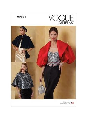 Vogue Sewing Pattern V2078A Misses' Bolero and Capes A (XS-S-M-L-XL)