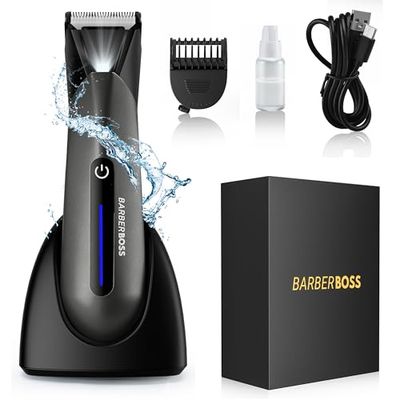 BarberBoss Pubic Hair & Body Trimmer for Men – Waterproof Groin Groomer, Ball Shaver & Pube Trimmer Men