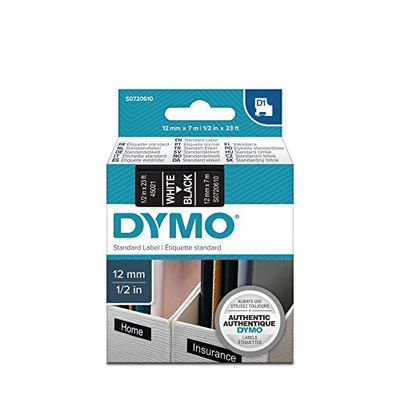 DYMO Lot de 5 Rubans laminés pour marqueurs D1 45021 LabelManager™ Blanc 12 mm Noir