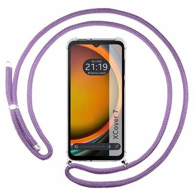 Tumundosmartphone Transparent Case for Samsung Galaxy Xcover 7 5G with Purple Cord