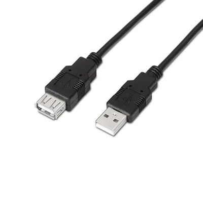USB 2.0-kabel type A/M-A/H, zwart, 1,8 m, hoge overdrachtssnelheid, betrouwbare verbinding, ideaal voor opladen en gegevensoverdracht.