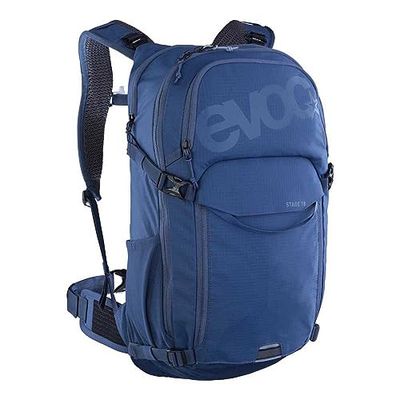EVOC STAGE 18, rugzak (verstelbare schouderbanden met BRACE LINK, AIR FLOW CONTACT SYSTEM, incl. vak voor drinkblaas, gereedschapsvak en compressieriemen, one size), denim