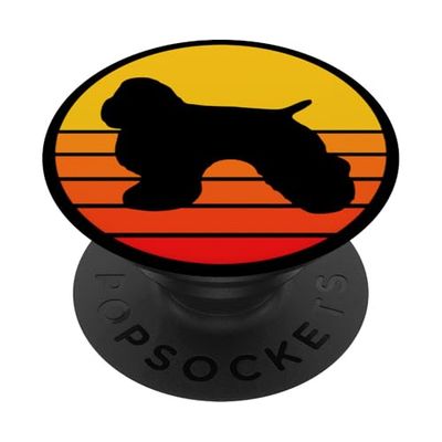 Perro Raza Cocker Spaniel Americano Perro Silueta Retro PopSockets PopGrip Adhesivo