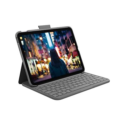 Logitech per iPad (10ª generazione) Custodia con tastiera | Slim Folio con tastiera wireless integrata (grafite) - French Layout