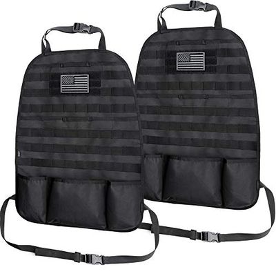 WYNEX Car Seat Back Organizer, Tactical Molle Vehicle Panel Universal Fit Car Backseat Cover Protector with 3 Storage Pouch - 2 Packs