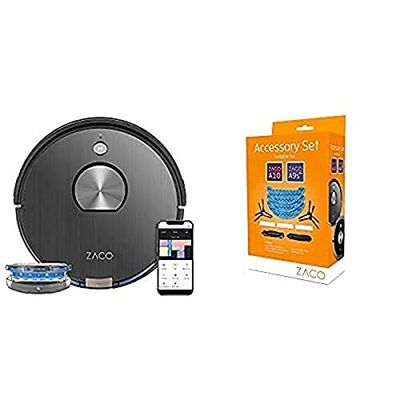 ZACO A10 Robot aspirapolvere con funzione mopping + A9sPro, A10, Set di Accessori per Robot aspirapolvere