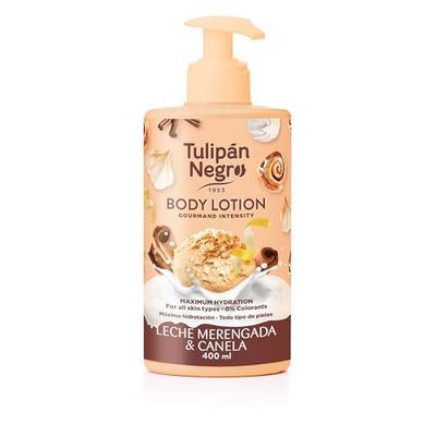 Tulipano Nero Lozione Corpo con dosatore Latte Merengata e Cannella, massima idratazione 400 ml, intensamente profumato e per tutti i tipi di pelle