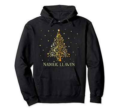 Welsh Christmas Tree Wales Ornament Decoration Star Xmas Pullover Hoodie