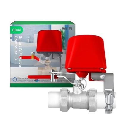 NOUS L3 Valvola dell'acqua Wifi elettrica, compatibile con Google Assistant, Amazon Alexa, Tuya smart life timer giardino irrigazione intelligente, valvola dell'acqua WLAN, 2,4 GHz