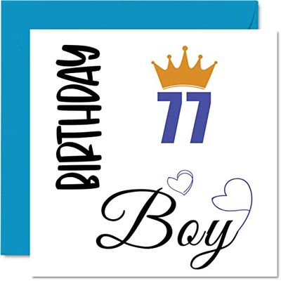 Stuff4 Biglietto di auguri per il 77° compleanno da uomo, 145 mm x 145 mm, biglietto di auguri per settantasette settantasettesimo compleanno