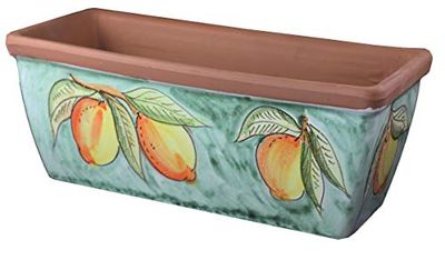 FIORIERA CASSETTA IN CERAMICA DI VIETRI DIPINTA A MANO CON LIMONI; LUNGHEZZA CM. 42, LARGHEZZA CM. 19, ALTEZZA CM. 17 VASO TERRACOTTA GIARDINAGGIO MADE IN ITALY