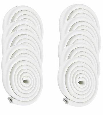 HIMRY® 20 Metros Protector Borde Forma de U, Espuma para Borde de Mesa de Vidrio, Anticolisión Tira para Bebés y niños, Protectores para Bordes, Extra DENSOS. 10x2M, Blanquecino KXD7003 White